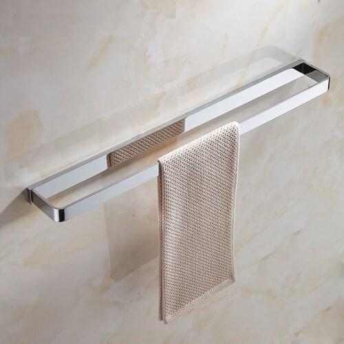 MTTUZK Solid Brass Brushed Gold Square Towel Bar Towel Ring Chrome Towel Holder Wall Mounted Towel Rack Bathroom Accessories