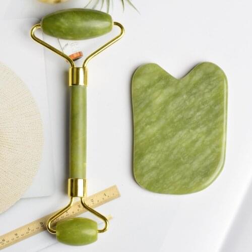 Natural Jade Roller and Gua Sha Set Massager for Face Lift Massage Roller Stone Facial Beauty Skin Care Tools Eye Face Massagers
