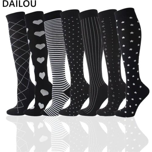 Spring Summer Compression Socks Men Women Running Sports Riding Travel Happy Funny Nylon Socks Relieve Pain Black Nursing Socks