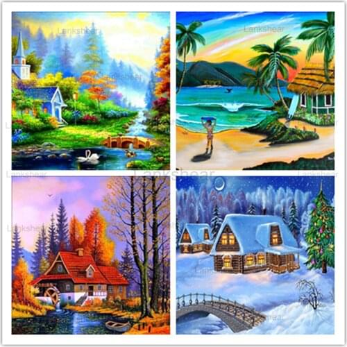 New Diamond Art Painting for Wall Decoration Spring/ Summer/autumn/winter Scenery Living Room Decoration Handmade