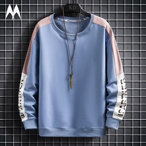 2021 New Spring Sweatshirt Mens Trend Patchwork Pullover Casual Round Neck Loose Top Men Fashion Harajuku Sweatshirts Hoodie