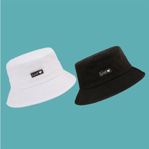 Cotton Letter Love Bucket Hat Fisherman Hat Outdoor Travel Hat Sun Cap Hats for Men and Women 44