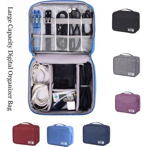Portable Waterproof Power Bank U Disk Storage Bag Organizer Travel Cosmetic Case USB Cable Earphone Organizer Travel Storage Bag