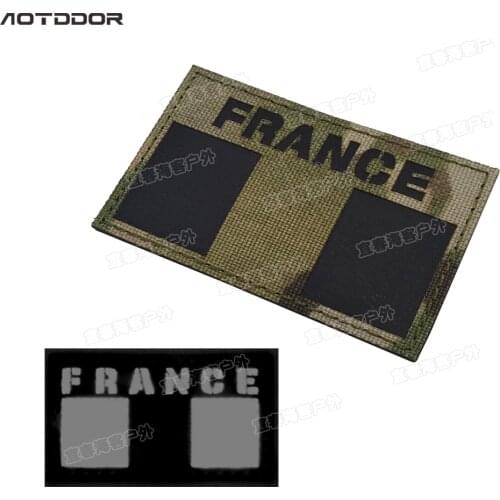 PVC France IR Infrared patch French Flag sticker Military Nylon Reflective GLOW IN DARK Patch badges hook/loop