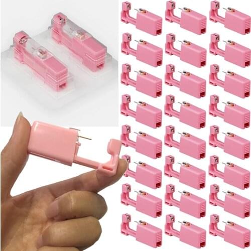 Pink Sterile Professional Disposable Ear Hole Punch Tool Painless Ear Piercing Convenient Hygienic Artifact Hypoallergenic