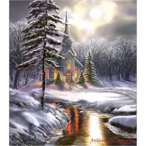 Needlework for embroidery DIY DMC High Quality - Counted Cross Stitch Kits 14 ct Oil painting - Wildwood Church