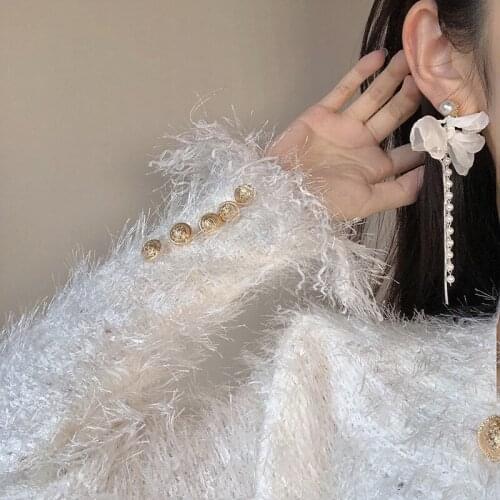 Pearl Bow Earrings New Fashion Women Earrings high quality luxury Earrings summer Tassel Earrings exquisite gift