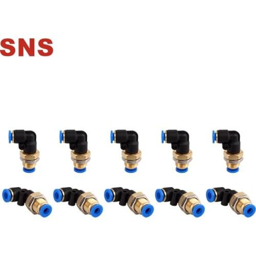 SNS SPLM Series Elbow Bulkhead Push In Connect Fitting Pipe Tube Union Quick Connector