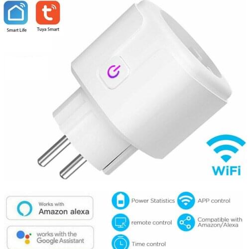 Tuya WiFi Smart Plug EU US 16A Power Adaptor Wireless Remote Voice Control Tuya SmartLife APP Control Works With Alexa Google