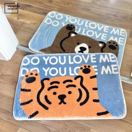 Water Absorption Bath Mat Entrance Door Mat Plush Carpet Tiger Carpet For Living Room Modern Baby Carpet Rugs Animal Fluffy Rug