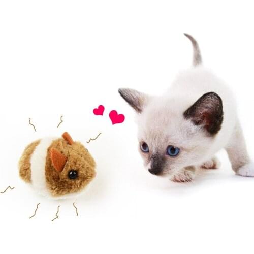 Interactive Funny Cat Toys Funny Automatic Clockwork Mouse Safety Plush Little Fat Mouse Plush Cat Toy Gift Sway Mouse Pet