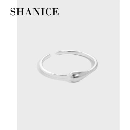 SHANICE Women Ring 925 Sterling Silver Jewelry Water Drop Shape Obsidian Gemstone Open Finger Rings for Wedding Party Ornaments