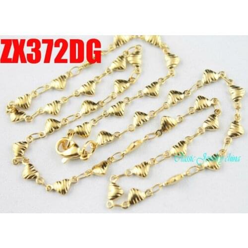 Golden color 4.1mm heart chain stainless steel necklace lady fashion jewelry sweater chain 20pcs ZX372DG