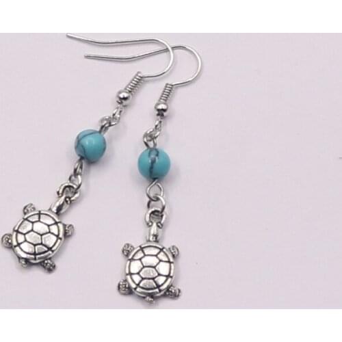 1Pair Vintage Animals Turtle Drop Earrings natural Beads Earrings Sea Ocean Statement For Women Gift Jewelry Wholesales