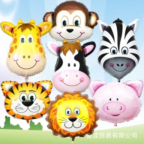 1PC Jungle Animal Foil Balloons Cow Tiger Zebra dog Air Helium Balloons Birthday Party Decoration Baby Shower Zoo Theme Supplies