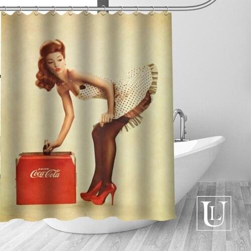 High Quality Custom Pin Up Girls Shower Curtain Polyester Fabric Bath Curtain Hooks Mildew Resistant 1PC Custom