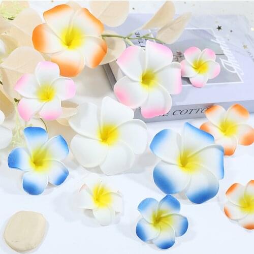 10Pcs Foam Hawaii Tropical Artificial Frangipani Flower Beach Plumeria Flowers Summer Birthday Wedding Party Decorations Favors