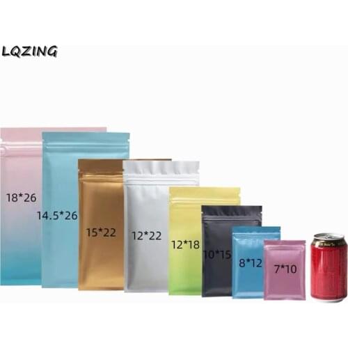 100pcs Colored Aluminum Foil Bag Herbal Powder Packaging Bags Reclose Flat Mylar Zip Lock Pouches Jewelry Cosmetic Package Bag