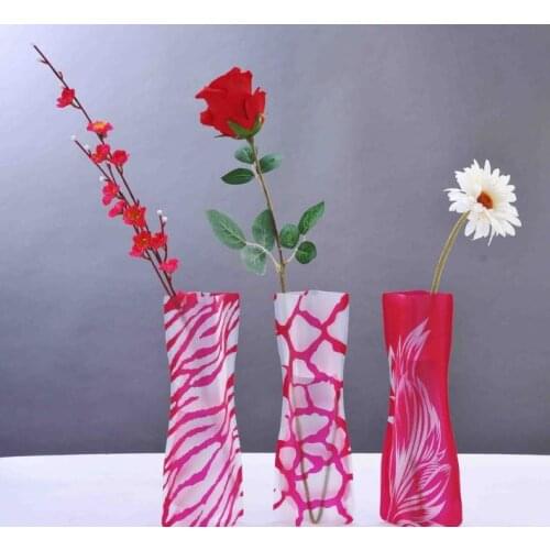 12*27cm Creative Clear Eco-friendly Foldable Folding Flower PVC Vase Unbreakable Reusable Home Wedding Party Decoration SN2007