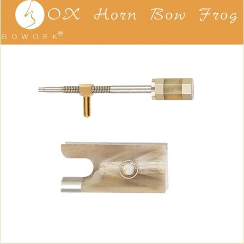 BOWORK White OX Horn Advanced Level Cupronickel Mounted Frog for 4/4 Violin Bow