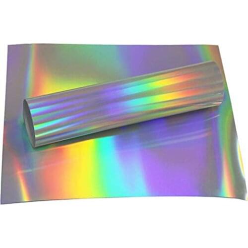 Free shipping 1 sheet 10"x20"/25cmx50cm Laser Heat Transfer Vinyl Hologram Rainbow PVC Press Tshirt Iron On HTV Film