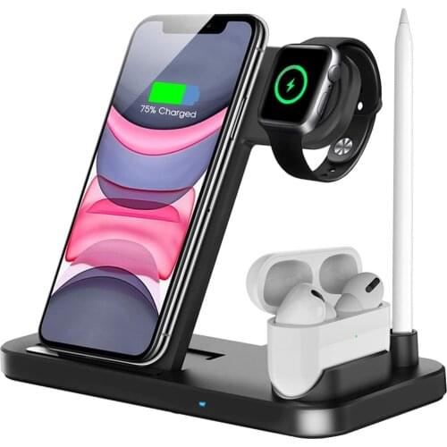 4 in 1 Qi Wireless Charger For iPhone 12 11 Pro XS MAX XR X 8 Plus 15W Fast Charging Dock Station For Apple Watch AirPods Pro