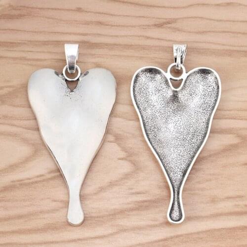 2 Pieces Large Heart Charms Pendants for Necklace Jewellery Making Findings 80x45mm