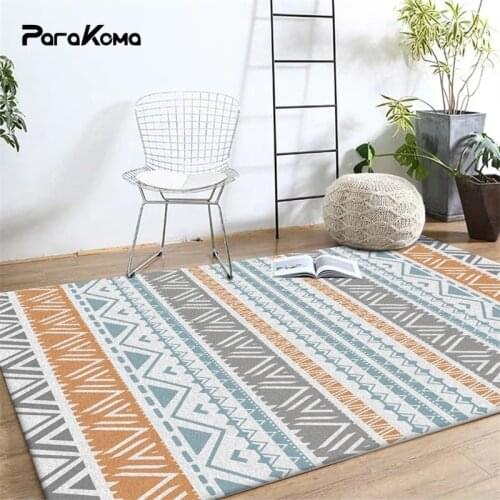 Area Rug Large Fashion Geometric Ethnic Blue Yellow Stripes Bedroom Living Room Bedside Carpet Floor Mat Alfombra