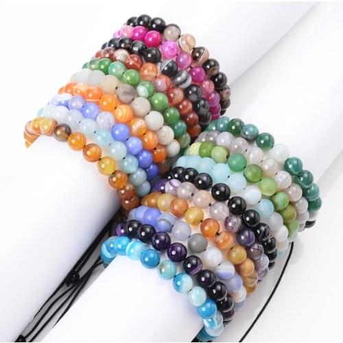 Natural Agates Stone Bracelet Amazonite Reiki Yoga Healing Luck Bead Bracelet for Women Men Charm Jewelry Gift