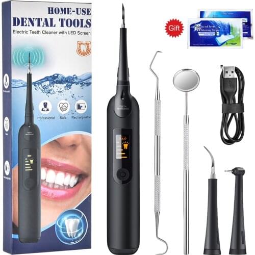 Household Electric Ultrasonic Sonic Dental Scaler Whiten Teeth with LED Display Tartar Cleaner Tooth Calculus Remover Tool Kit