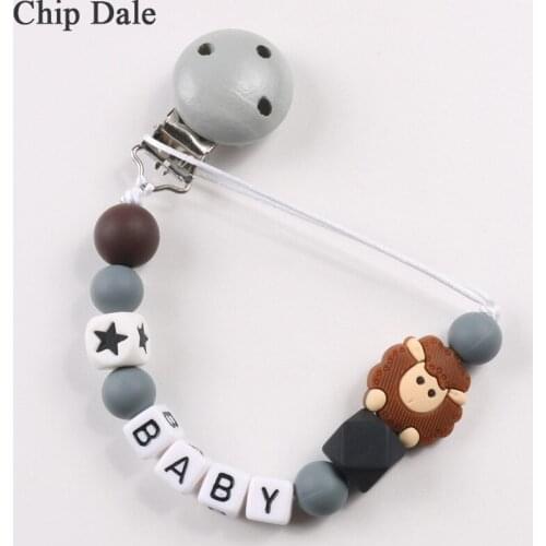 Chip Dale Custom Name Animal Beads Pacifier Clips Chain for Baby Girl Boys Dummy Holder Feeding Newborn Baby Teething Toys