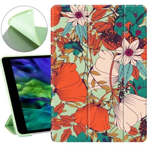 For iPad Mini 5 Coque Flower Painting iPad Cases Soft Silicone Back Funda Protective Covers iPad 7th Generation Case Pro 11 2020