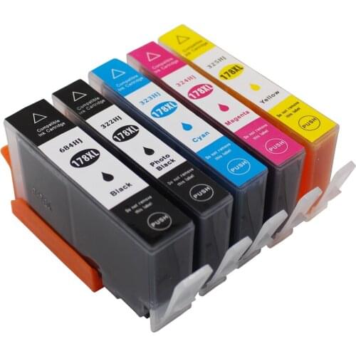 INK WAY 5PK compatible Ink Cartridge for HP 178 for HP178 178XL Photosmart 5510 5515 6510 7510 B109a B109n B110a Printer