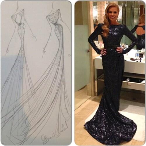 Elegant Long Sleeve Formal party prom Gown Mermaid Court Train Sexy Backless Sequin vestido de noiva 2018 bridesmaid dresses