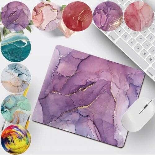 Smooth Gaming Mouse Pad Small Portable Durable PU Leather Waterproof Non-slip Watercolor Pattern Print Series Computer Mouse Mat