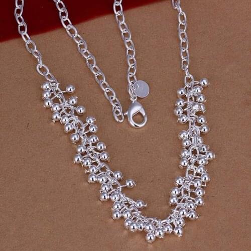 Hot Sale!!Free Shipping 925 Silver Necklace,Fashion Sterling Silver Jewelry Gloss Beads Necklace SMTN058
