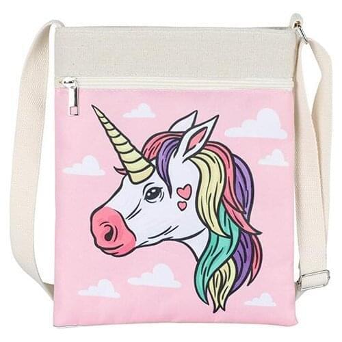 Canvas Unicorn horse Mini Messenger Bag School Bag Cartoon Crossbody Bag for Girls Funny Ponny Gift Women Handbag