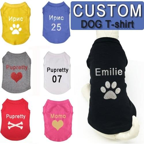 Personality Pet Shirts Puppy Summer Clothes Custom Dog ID Cute Colorful DIY Name Logo Clothing Fashion Pet Clothes