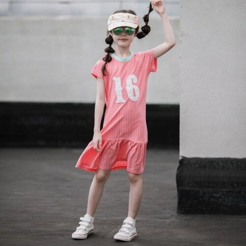 4 To 16 Years New Arrival 2020 Summer Stripe Girls Dresses Fashion Children Pure Cotton Dresses Baby Girls Casual Dresses, #8583