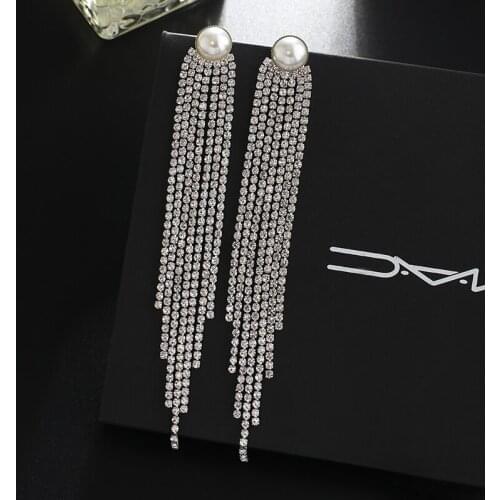 Fashion Jewelry Exaggerated pearl Tassels rhinestone crystal womens Fashion Party Pop Party Earrings womens Jewelry E772