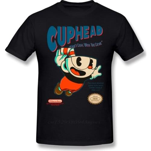 Cuphead T Shirt Super Cuphead T-Shirt Male Big Tee Shirt Short Sleeve Casual Fun 100% Cotton Graphic Tshirt