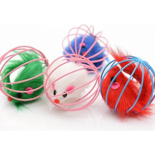 Caged Rats Rolling Wire Cage Plush Mouse Ball Funny Cat Toy Catches The - Hide Balls Interactive Toy, Random Color