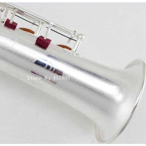 Roullinsar RSS-X6 Matte Silver Plated Soprano Saxophone Straight Pipe B Flat Saxofone with Accessories