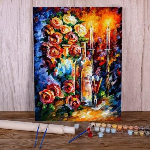 Oil Painting Style Red Wine DIY Painting By Numbers Set Acrylic Paints 50*70 Canvas Pictures Handmade For Handiwork