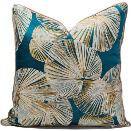 Lotus Leaf Peacock Blue Pillowcase Fashion Simple Pillowcase Sofa Bedroom Supplies 45*45cm