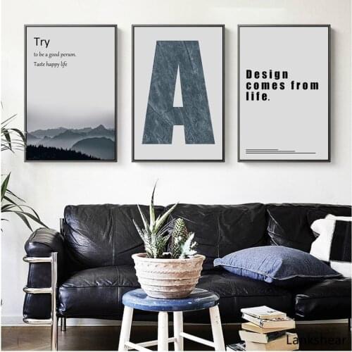 Nordic Posters And Print Wall Art Canvas Painting Alphabet Letters Poster Mountain Peak Wall Pictures For Living Room Decoration