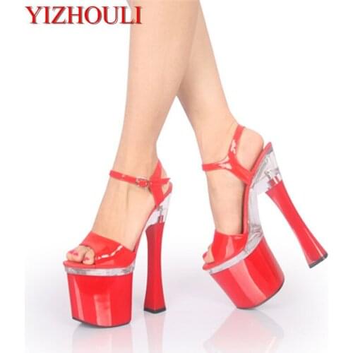 The latest fashion of the black 18cm high heels, platform pole dance/performance/celebrity wedding sandals
