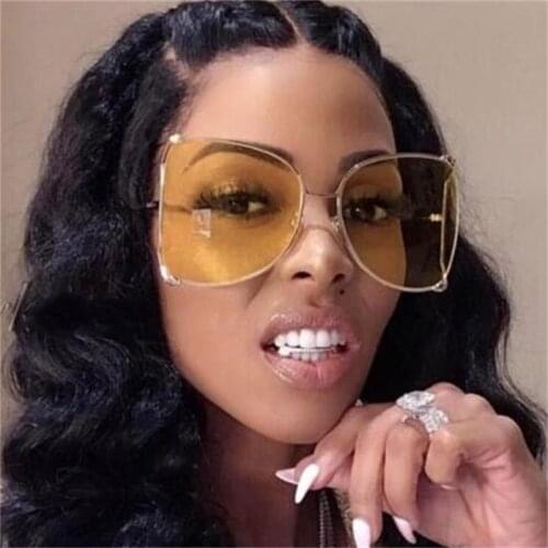 New Oversized Square Sunglasses Women Luxury Brand Designer Pearl Vintage Sunglass Big Frame Clear Brown Sun Glasses UV400