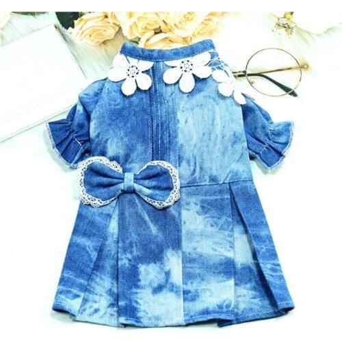 Dog Clothes Denim Dog Dress Pet Puppy Jeans Skirt For Small Dogs Teddy Chihuahua Jeans Dresses Clothing Pet Supplies