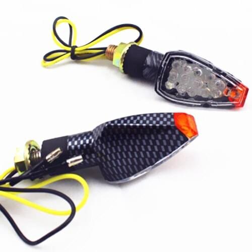 Pair Carbon LED Turn Signal Light For Harley Honda Kawasaki Yamaha Suzuki Cafe Racer Old School Bobber Touring Dirt bike